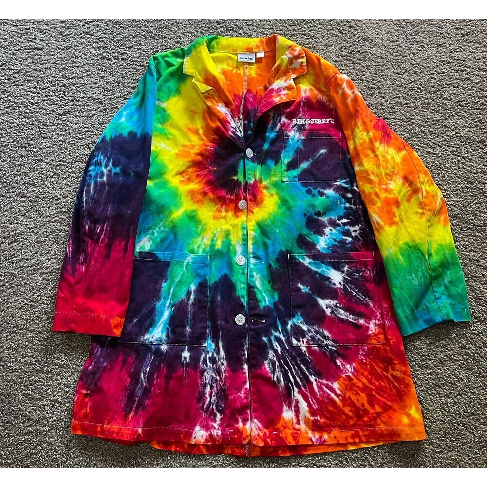 Vintage Rare Ben & Jerry’s Official Tie Dye Ice Cream Lab Coat Adult Size 48